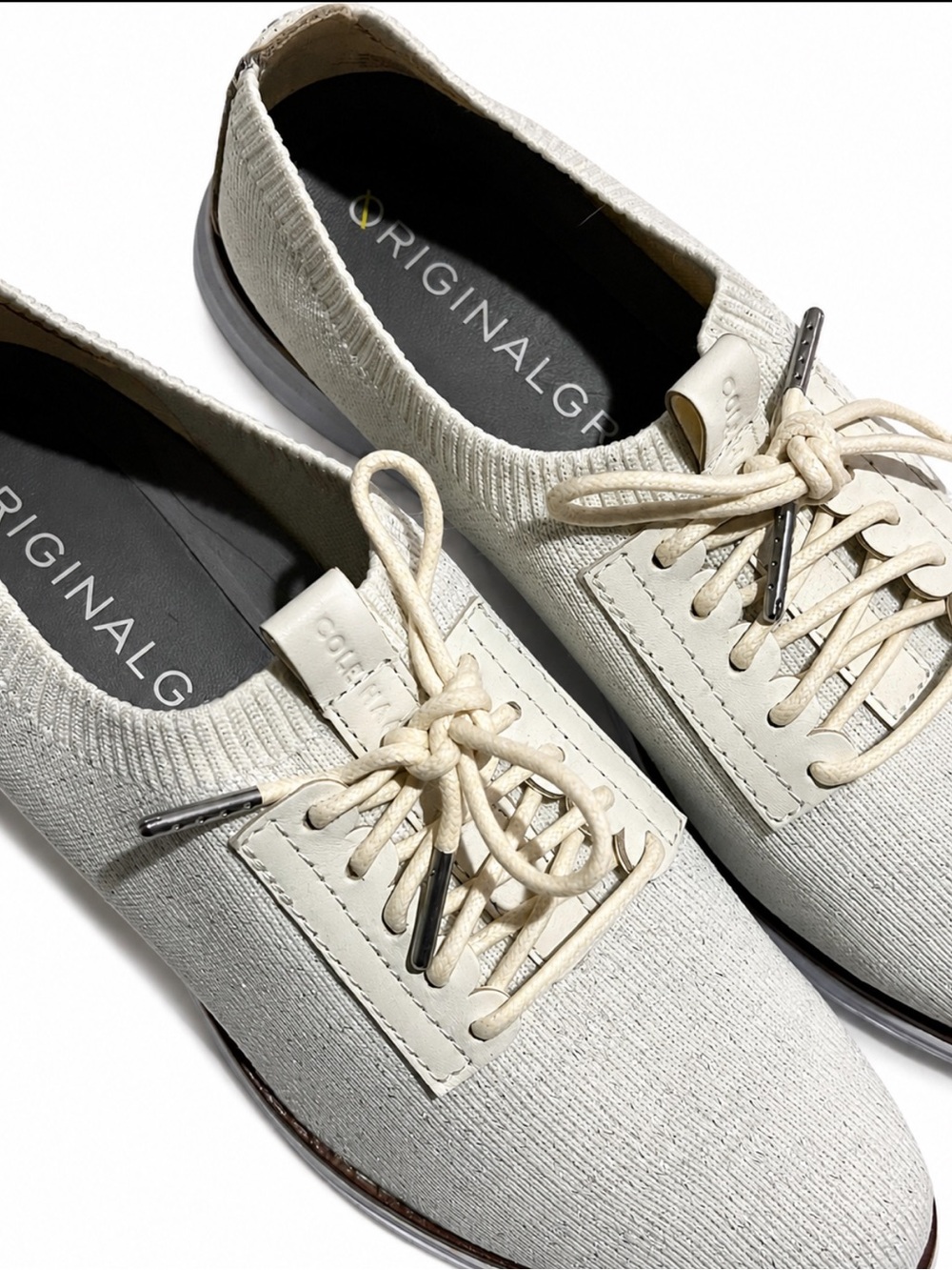 Cream Knit Lace-Up Women’s Sneakers